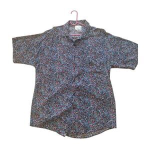 Breakers Hawaiian Shirt Men M Blue Floral Short Sleeve Button Up Cruise Vacation